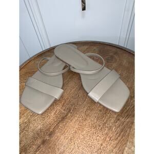 JMGXY Women's Beige Slide Sandals Size 10.5 Square Toe Casual Summer‎